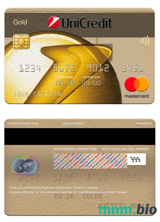 Romania UniCredit Bank mastercard złoto
